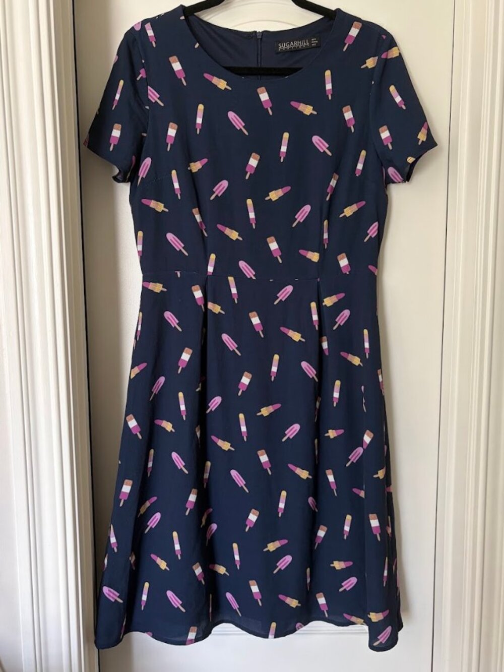 Sugarhill Brighton Navy Popsicle Print A-Line Dress - Size 6